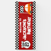 Race Car Kids Birthday Party Spandoek (Verticaal)