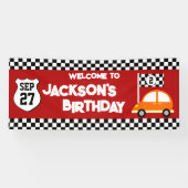Race Car Kids Birthday Party Spandoek (Horizontaal)