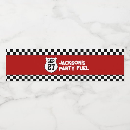 Race Car Kids Birthday Party Waterfles Etiket (Enkel label)