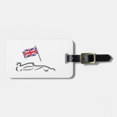 Race Car Line Drawing with British Flag Bagagelabel