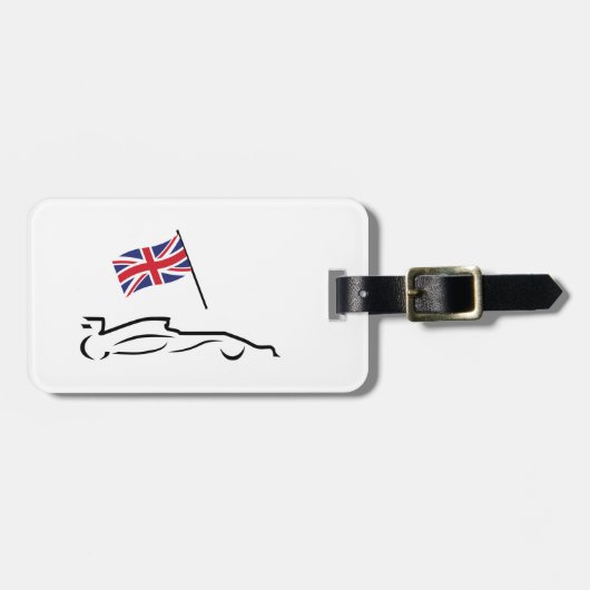 Race Car Line Drawing with British Flag Bagagelabel (Voorkant horizontaal)