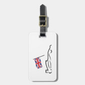 Race Car Line Drawing with British Flag Bagagelabel (Voorkant verticaal)