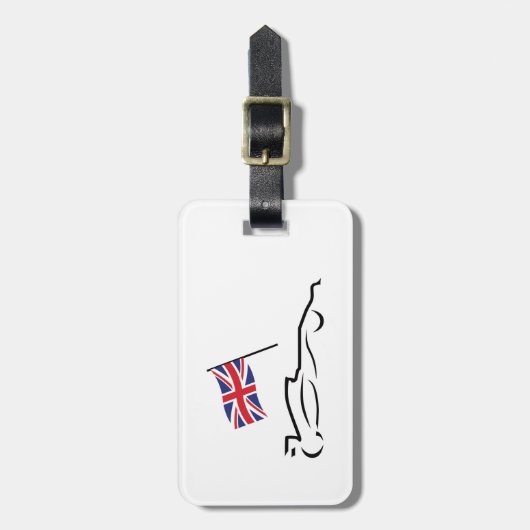 Race Car Line Drawing with British Flag Bagagelabel