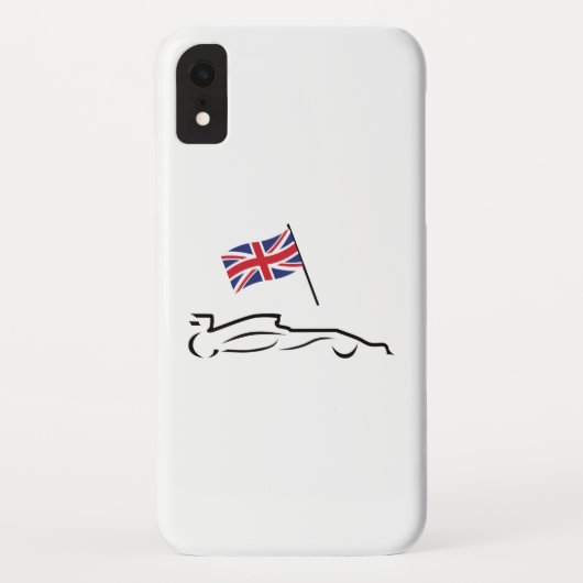 Race Car Line Drawing with British Flag Case-Mate iPhone Case (Achterkant)