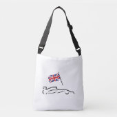 Race Car Line Drawing with British Flag Crossbody Tas (Voorkant)