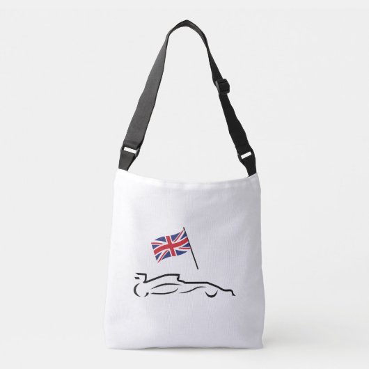 Race Car Line Drawing with British Flag Crossbody Tas (Voorkant)