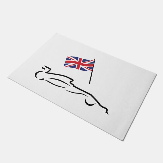 Race Car Line Drawing with British Flag Deurmat (Schuin)