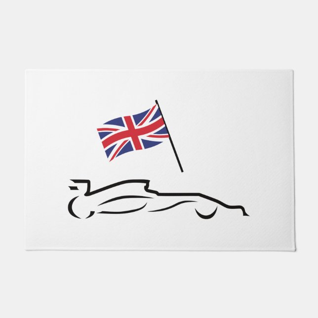 Race Car Line Drawing with British Flag Deurmat (Voorkant)