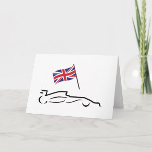 Race Car Line Drawing with British Flag Kaart