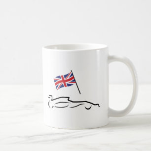 Race Car Line Drawing with British Flag Koffiemok