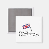 Race Car Line Drawing with British Flag Magneet (Voorkant / Achterkant)