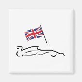 Race Car Line Drawing with British Flag Magneet (Voorkant)