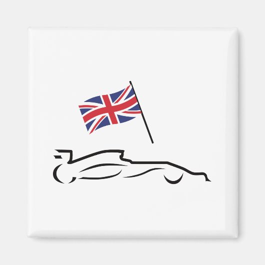 Race Car Line Drawing with British Flag Magneet (Voorkant)