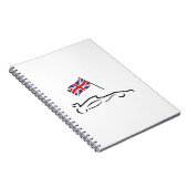 Race Car Line Drawing with British Flag Notitieboek (Rechterzijde)