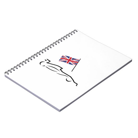 Race Car Line Drawing with British Flag Notitieboek (Linkerzijde)