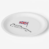 Race Car Line Drawing with British Flag Papieren Bordje (Gekanteld)