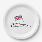 Race Car Line Drawing with British Flag Papieren Bordje (Voorkant)