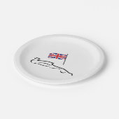 Race Car Line Drawing with British Flag Papieren Bordje (Gekanteld)