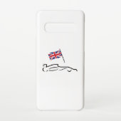 Race Car Line Drawing with British Flag Samsung Galaxy Hoesje (Achterkant)