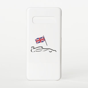 Race Car Line Drawing with British Flag Samsung Galaxy S10 Hoesje