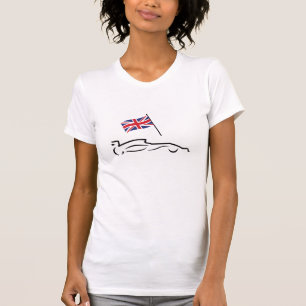 Race Car Line Drawing with British Flag T-shirt