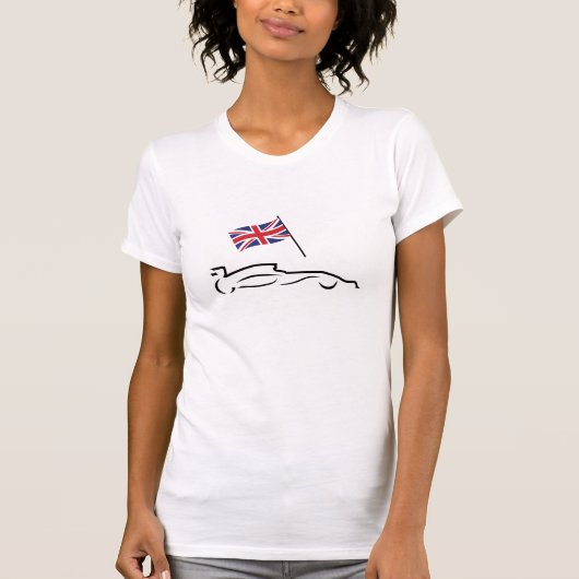 Race Car Line Drawing with British Flag T-shirt (Voorkant)