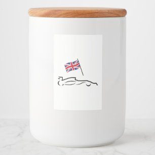 Race Car Line Drawing with British Flag Voedselcontainer Etiket