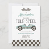 Race Car Made Four Speed Birthday Uitnodiging (Voorkant)