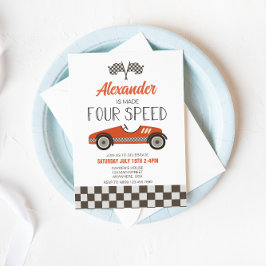 Race Car Made Four Speed Birthday Uitnodiging