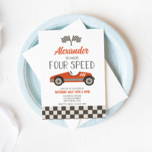 Race Car Made Four Speed Birthday Uitnodiging