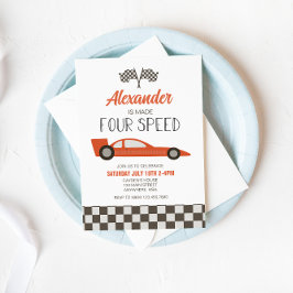 Race Car Made Four Speed Birthday Uitnodiging