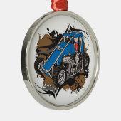 Race Car Metalen Ornament (Rechts)