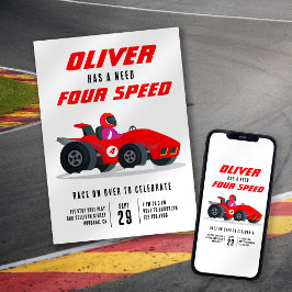 Race Car Noodzaak voor snelheid 4e verjaardag Kaart