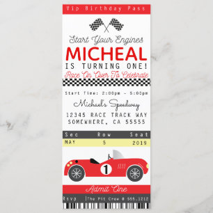 RACE CAR PARTY INVITE KAART