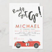 RACE CAR PARTY INVITE KAART (Voorkant / Achterkant)