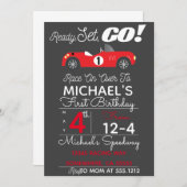 RACE CAR PARTY INVITE KAART (Voorkant / Achterkant)