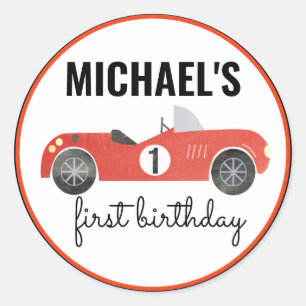 RACE CAR PARTY STICKER