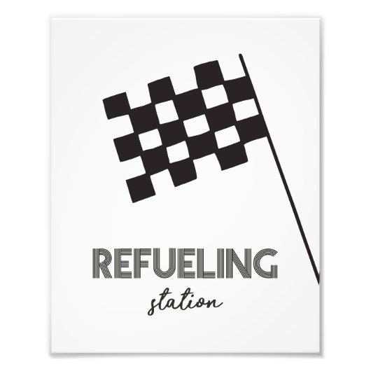 Race Car Party-teken tankstation Foto Afdruk (Voorkant)