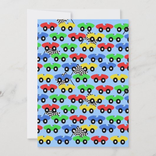 Race Car Party Uitnodiging (Achterkant)