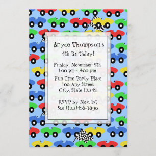 Race Car Party-uitnodiging Kaart
