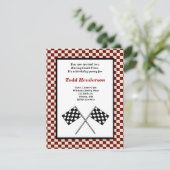 Race Car Party-uitnodiging Kaart (Staand voorkant)