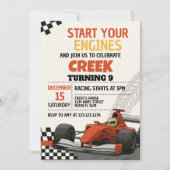 Race Car Party Verjaardag Uitnodiging (Voorkant)