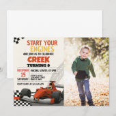 Race Car Party Verjaardag Uitnodiging met foto (Voorkant / Achterkant)