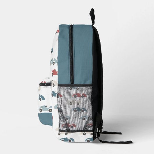  Race Car Pattern Boy White Bedrukte Rugzak (Rechts)