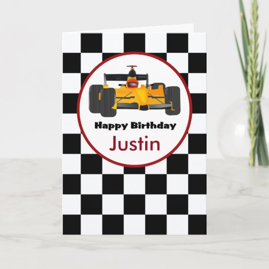 Race Car Personalized Birthday Card Kaart (Voorkant)