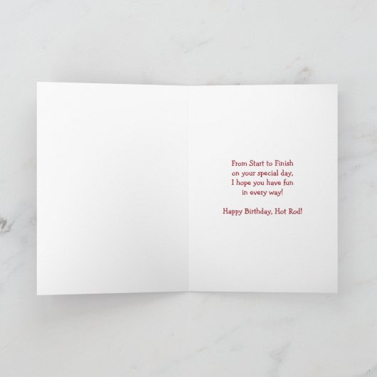 Race Car Personalized Birthday Card Kaart (Binnen)