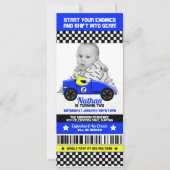 Race Car Photo Template Birthday Party Uitnodiging (Voorkant)