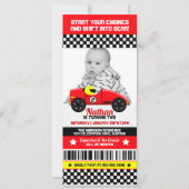 Race Car Photo Template Birthday Party Uitnodiging (Voorkant)