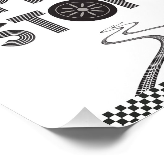 Race Car Pit Stop Sign. Foto Afdruk (Hoek)