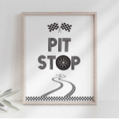 Race Car Pit Stop Sign. Foto Afdruk